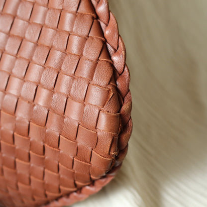 Bottega Veneta Vintage Coral Brown Intrecciato Weave Large Veneta Hobo Bag