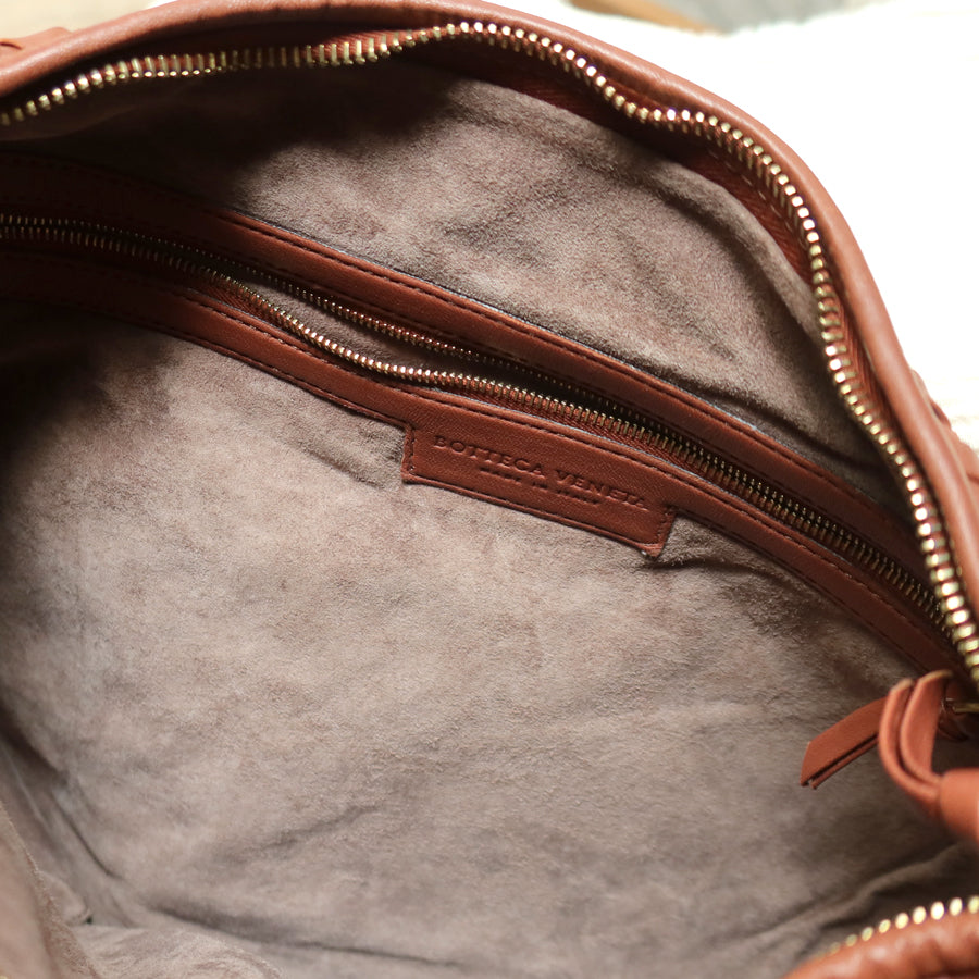Bottega Veneta Vintage Coral Brown Intrecciato Weave Large Veneta Hobo Bag