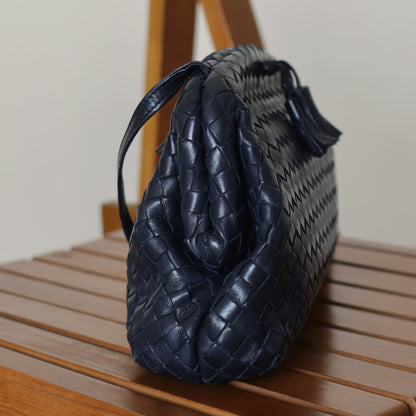 Bottega Veneta Vintage Intrecciato Weave Leather Kiss Lock Crossbody Flap Bag