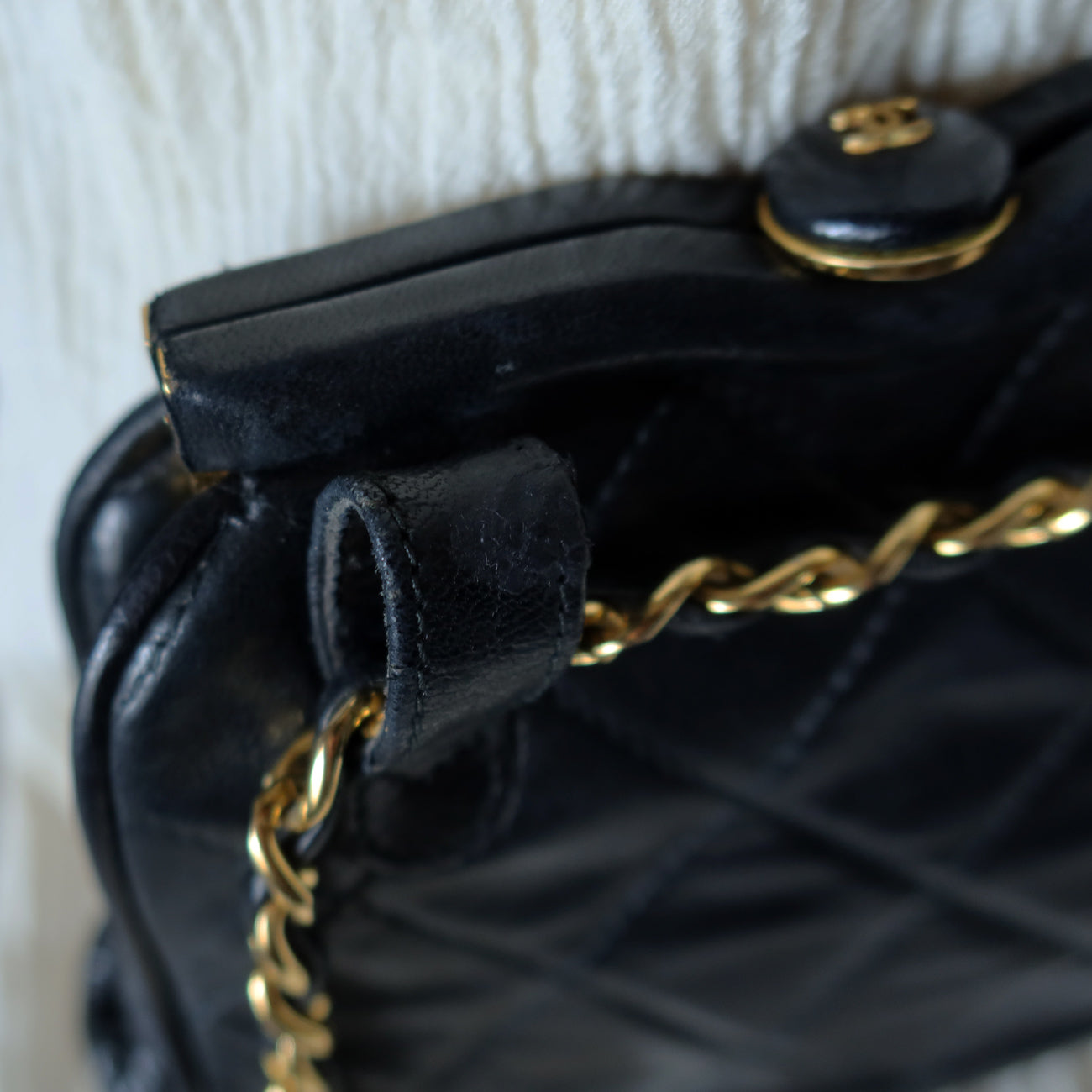 Chanel Vintage Matelasse Black Lambskin Quilted Shoulder & Belt Bag