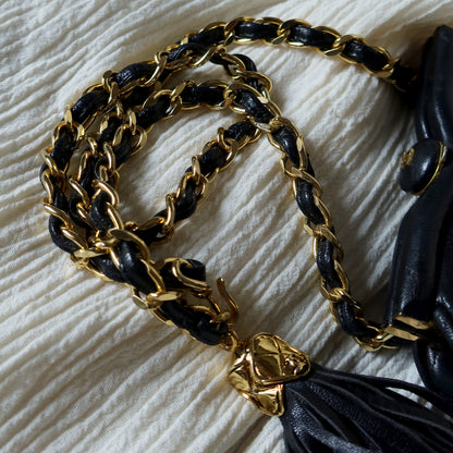 Chanel Vintage Matelasse Black Lambskin Quilted Shoulder & Belt Bag