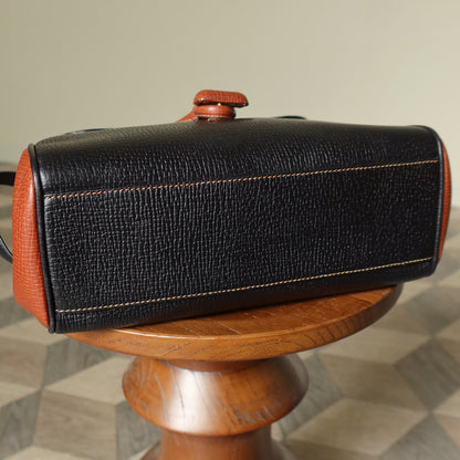 Loewe Vintage Black Brown Grained Leather Twisted Knot 2way Shoulder Flap Bag