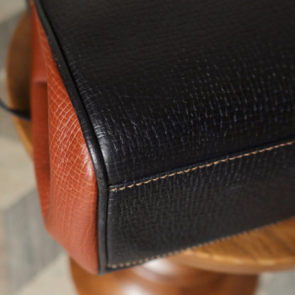 Loewe Vintage Black Brown Grained Leather Twisted Knot 2way Shoulder Flap Bag