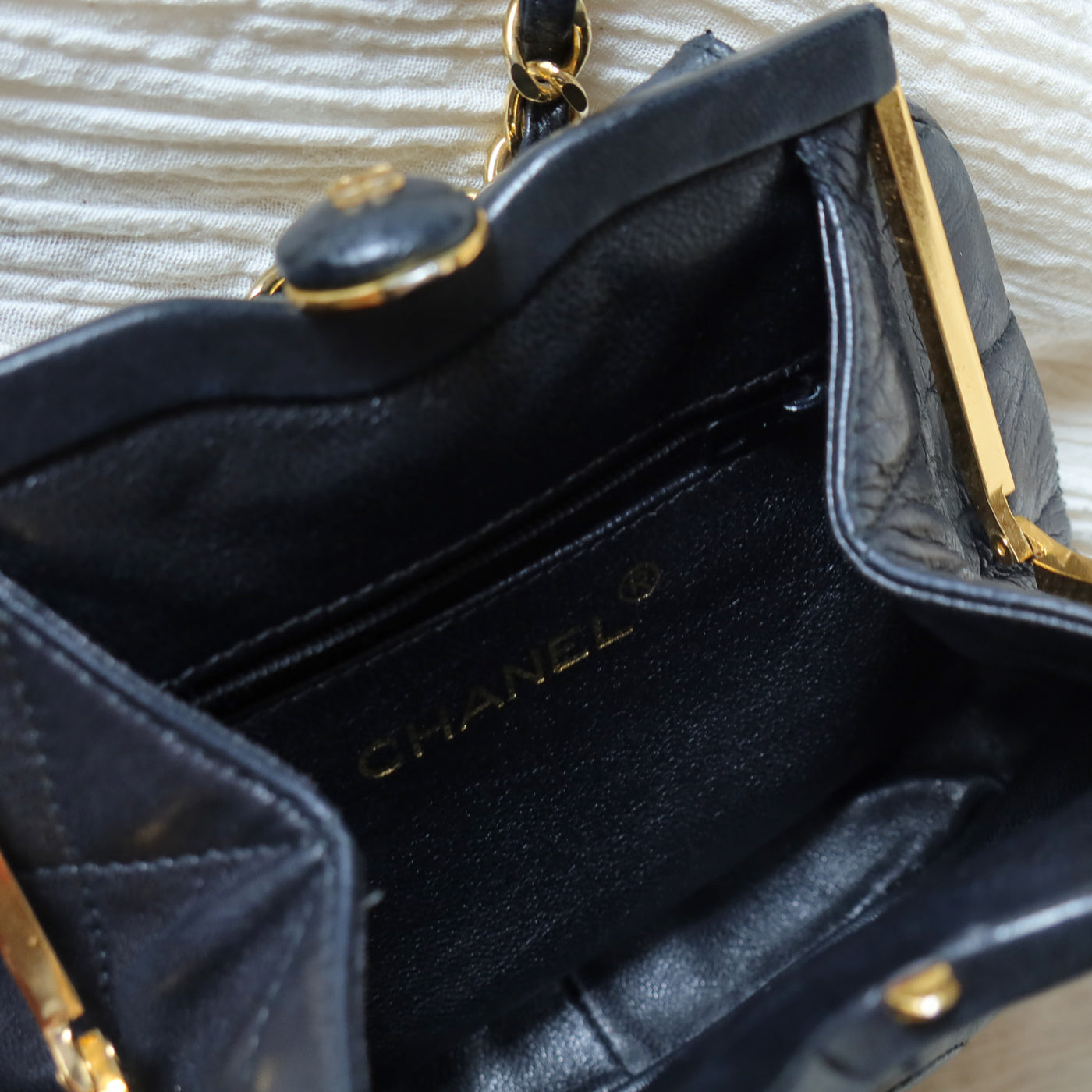 Chanel Vintage Matelasse Black Lambskin Quilted Shoulder & Belt Bag