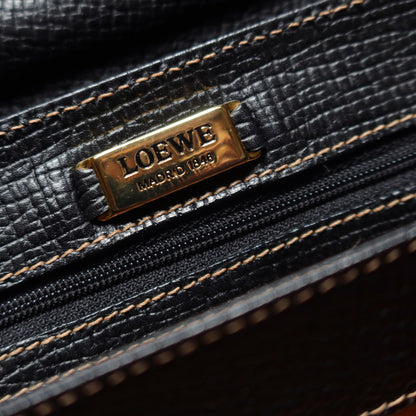 Loewe Vintage Black Brown Grained Leather Twisted Knot 2way Shoulder Flap Bag