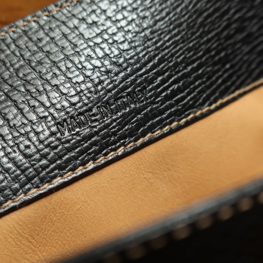 Loewe Vintage Black Brown Grained Leather Twisted Knot 2way Shoulder Flap Bag