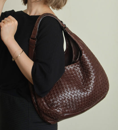 Bottega Veneta Vintage Dark Brown Medium Intrecciato Hobo Tote Bag M