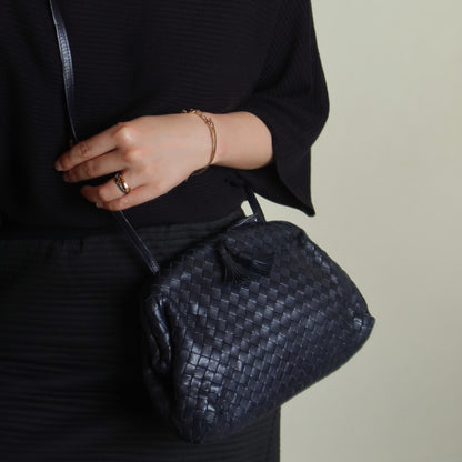 Bottega Veneta Vintage Intrecciato Weave Leather Kiss Lock Crossbody Flap Bag