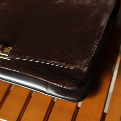 Loewe Vintage Dark Brown Leather Gancini Top Handle Flap Bag