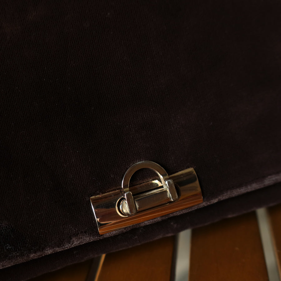 Loewe Vintage Dark Brown Leather Gancini Top Handle Flap Bag