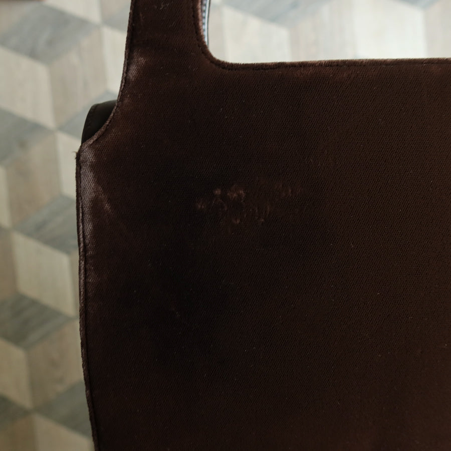 Loewe Vintage Dark Brown Leather Gancini Top Handle Flap Bag