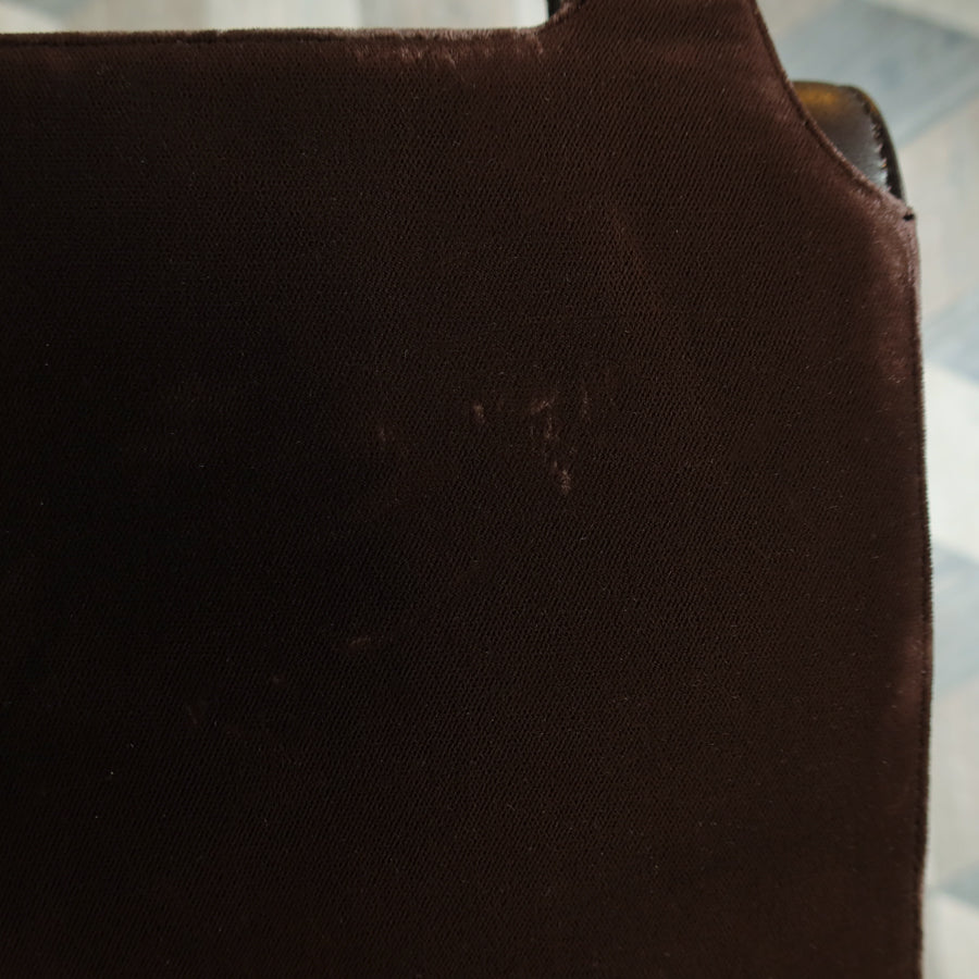 Loewe Vintage Dark Brown Leather Gancini Top Handle Flap Bag