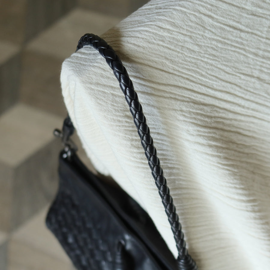 Bottega Veneta Vintage Black Intrecciato Weave Mini Pochette Clutch Shoulder Bag S2
