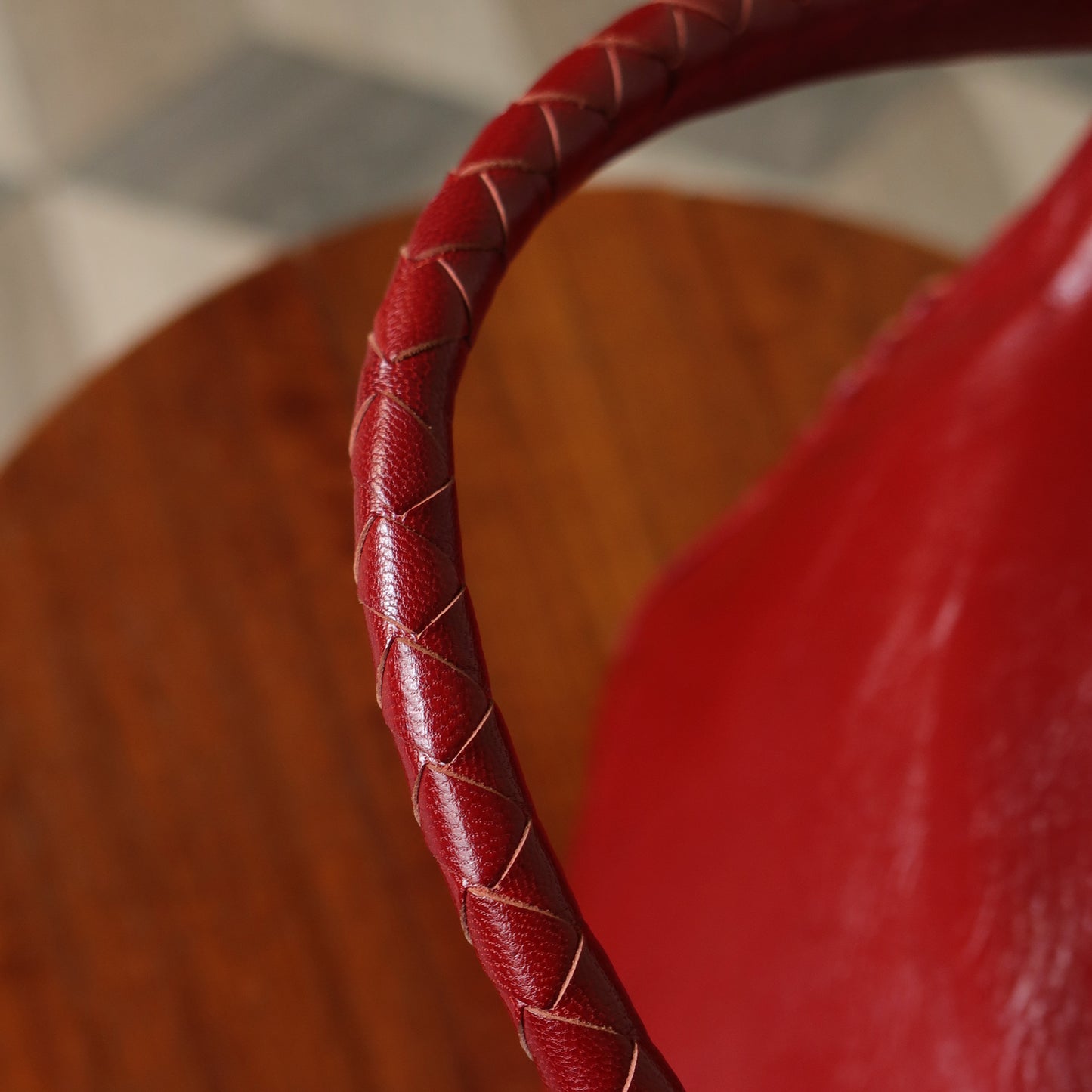 Bottega Veneta Vintage Intrecciato Weave Scarlet Red Half Moon Bag