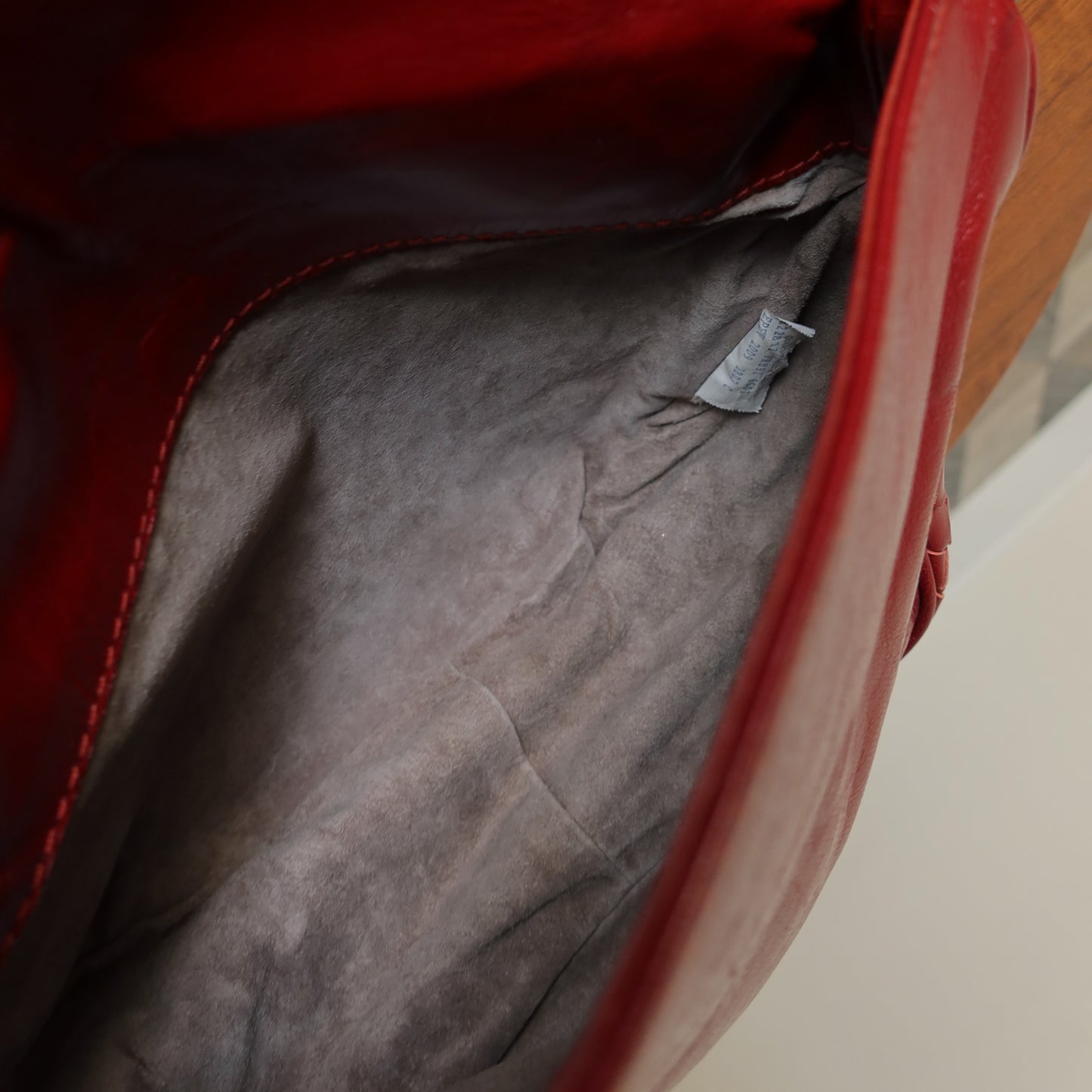 Bottega Veneta Vintage Intrecciato Weave Scarlet Red Half Moon Bag