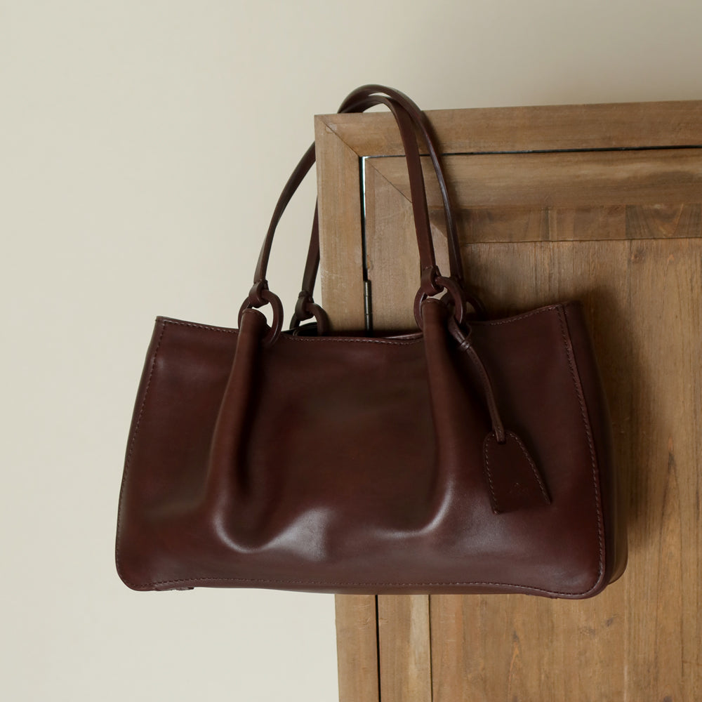 Gucci Vintage Dark Brown Leather Daily Tote Shoulder Bag