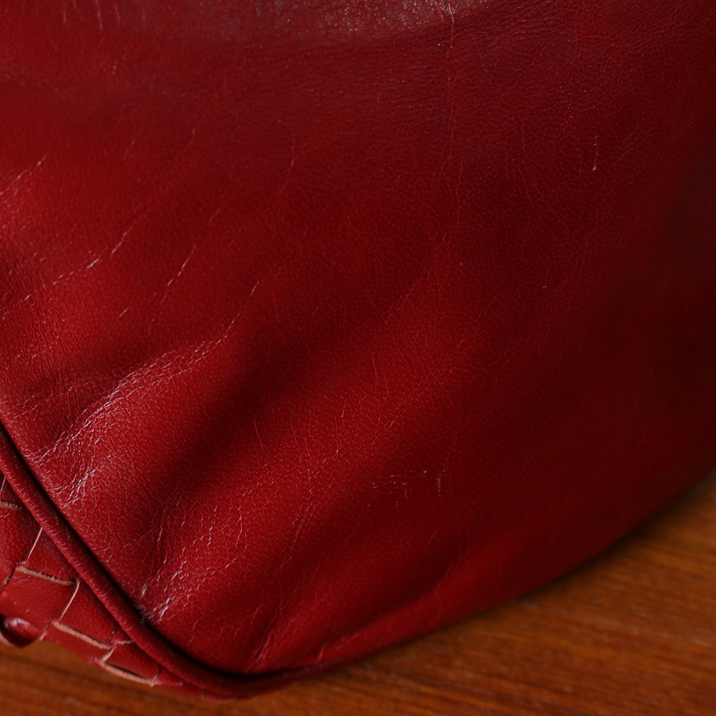 Bottega Veneta Vintage Intrecciato Weave Scarlet Red Half Moon Bag