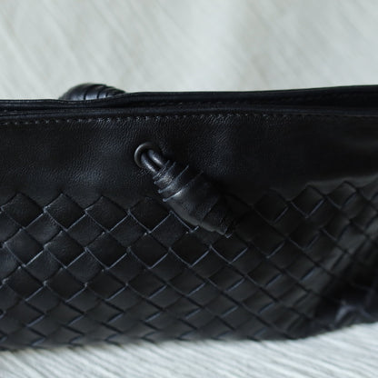 Bottega Veneta Vintage Black Intrecciato Weave Mini Pochette Clutch Shoulder Bag S2