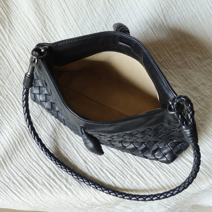 Bottega Veneta Vintage Black Intrecciato Weave Mini Pochette Clutch Shoulder Bag S2