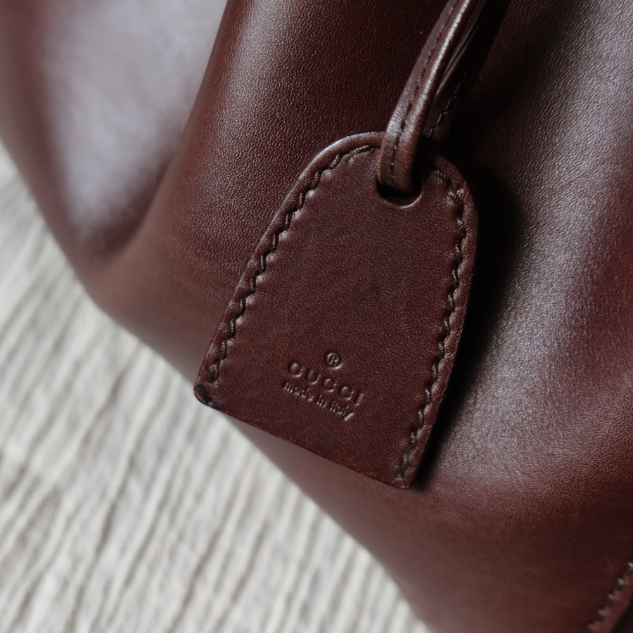 Gucci Vintage Dark Brown Leather Daily Tote Shoulder Bag