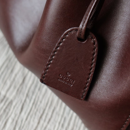 Gucci Vintage Dark Brown Leather Daily Tote Shoulder Bag