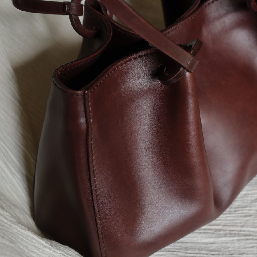 Gucci Vintage Dark Brown Leather Daily Tote Shoulder Bag