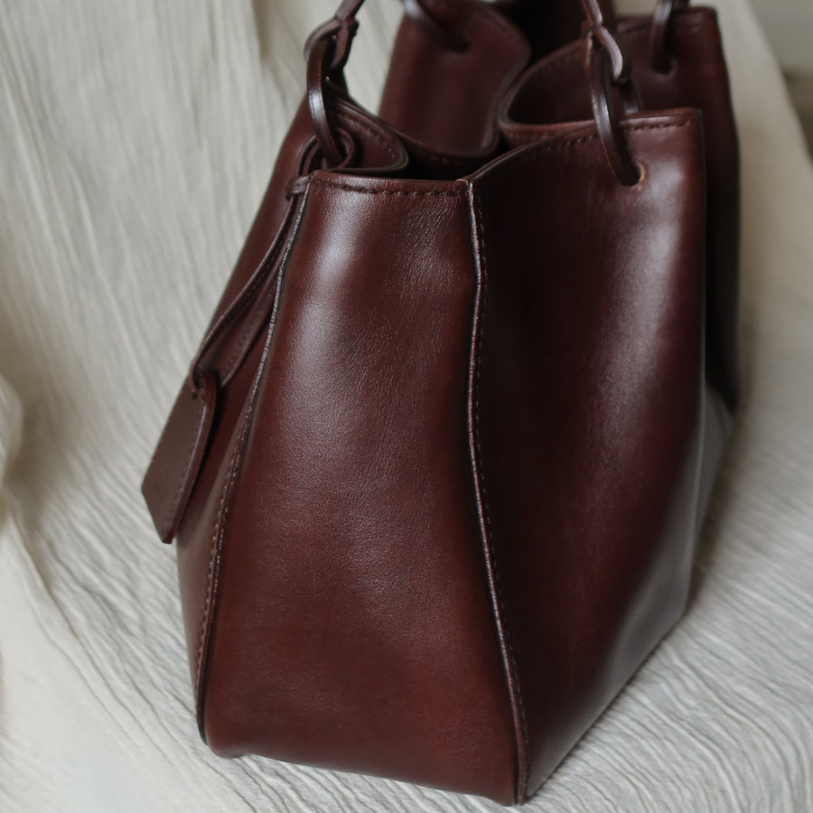 Gucci Vintage Dark Brown Leather Daily Tote Shoulder Bag