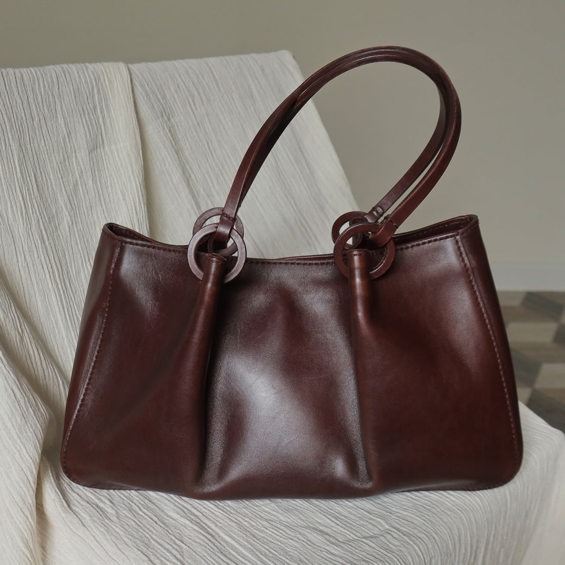 Gucci Vintage Dark Brown Leather Daily Tote Shoulder Bag