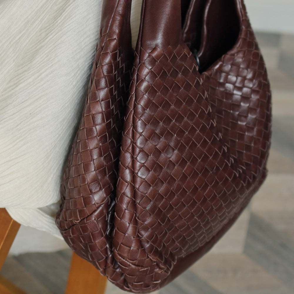 Bottega Veneta Vintage Dark Brown Medium Intrecciato Hobo Tote Bag M