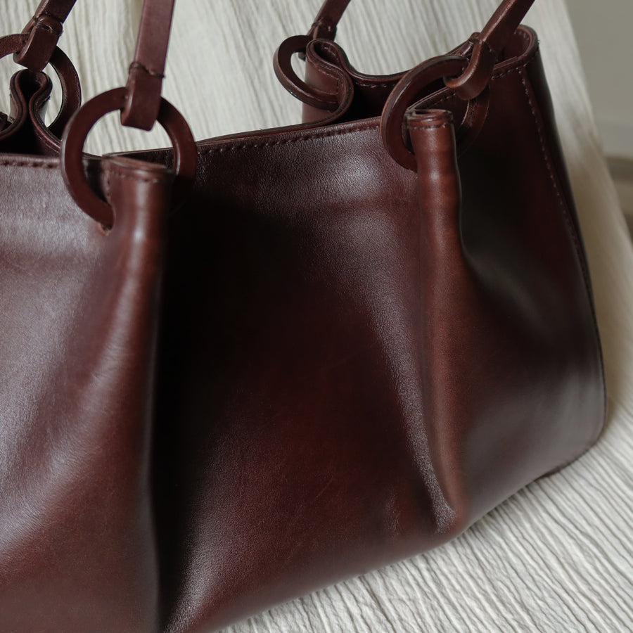 Gucci Vintage Dark Brown Leather Daily Tote Shoulder Bag