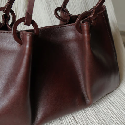 Gucci Vintage Dark Brown Leather Daily Tote Shoulder Bag