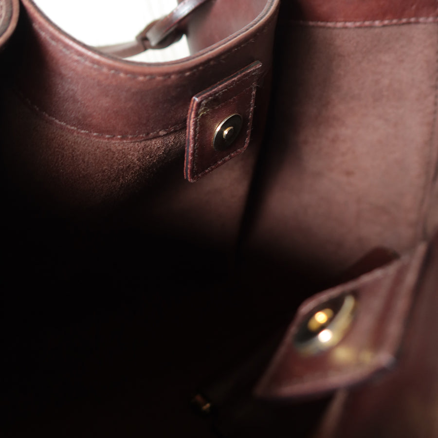 Gucci Vintage Dark Brown Leather Daily Tote Shoulder Bag