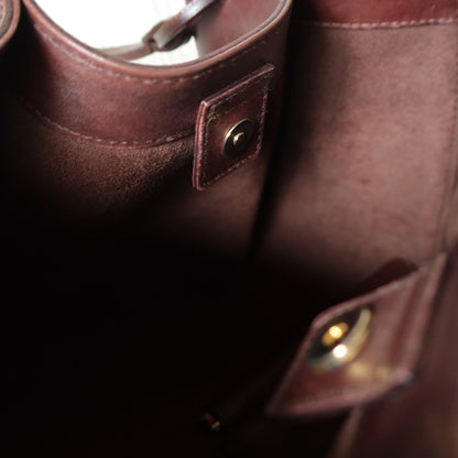 Gucci Vintage Dark Brown Leather Daily Tote Shoulder Bag
