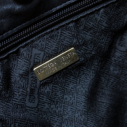 Bottega Veneta Vintage Black Intrecciato Leather Relaxed Shoulder Bag