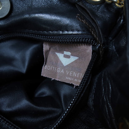 Bottega Veneta Vintage Black Intrecciato Leather Relaxed Shoulder Bag