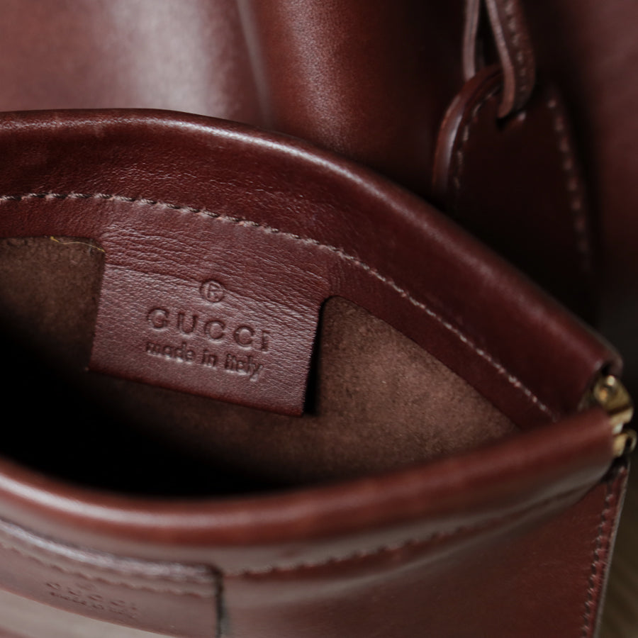 Gucci Vintage Dark Brown Leather Daily Tote Shoulder Bag