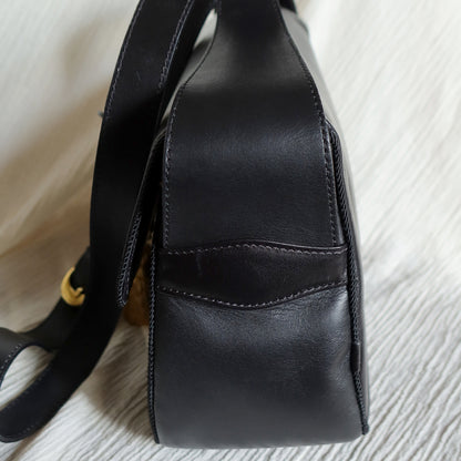 Christian Dior Vintage Gold Fringe Charm Leather Crossbody Sling Bag