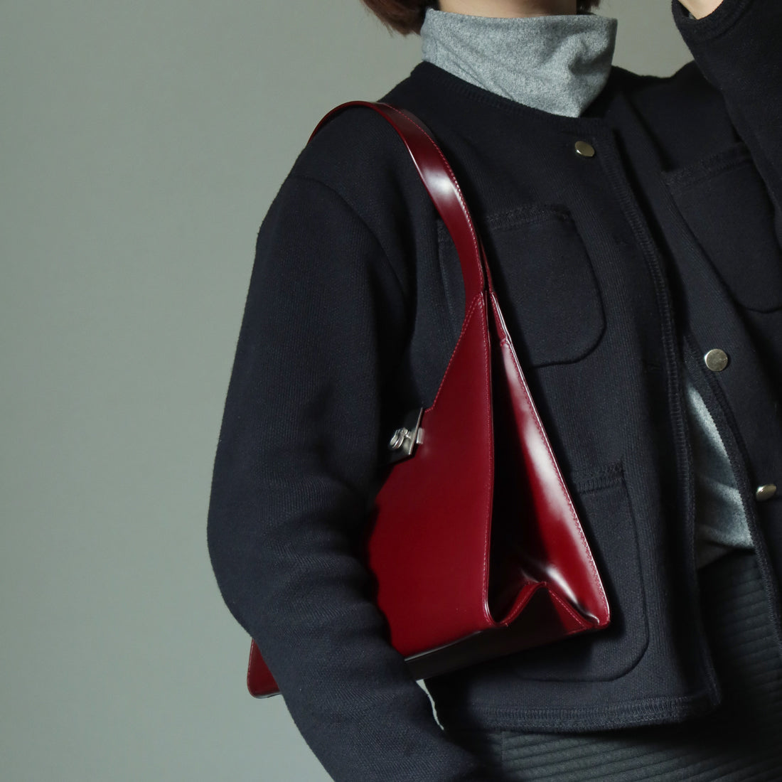 Salvatore Ferragamo Vintage Burgundy Leather Gancini Flap Shoulder Bag