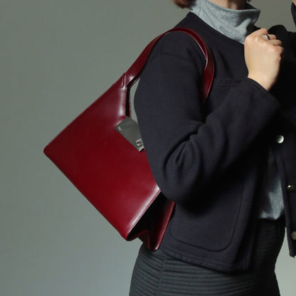 Salvatore Ferragamo Vintage Burgundy Leather Gancini Flap Shoulder Bag