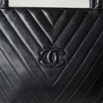 Vintage Chanel Black Lambskin V stitch Coco mark Top Handle Kelly Bag