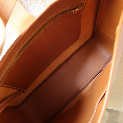 Hermès Vintage '90s Caramel Brown Leather H gold ring Tsako Shoulder Bag