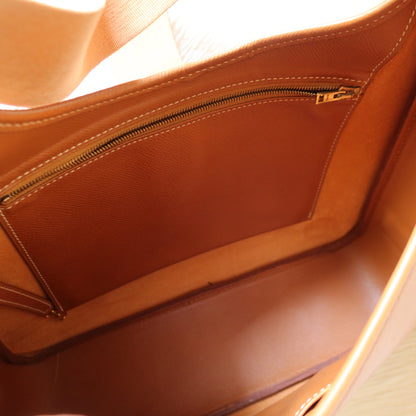 Hermès Vintage '90s Caramel Brown Leather H gold ring Tsako Shoulder Bag