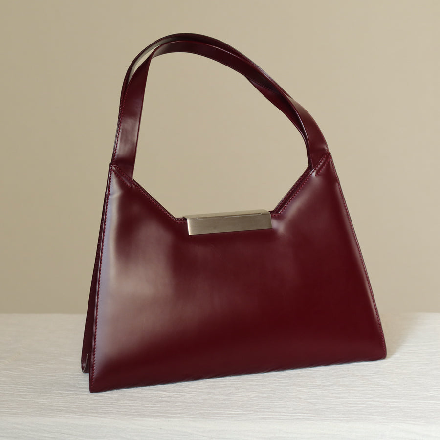 Salvatore Ferragamo Vintage Burgundy Leather Gancini Flap Shoulder Bag