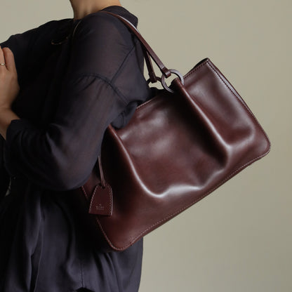 Gucci Vintage Dark Brown Leather Daily Tote Shoulder Bag