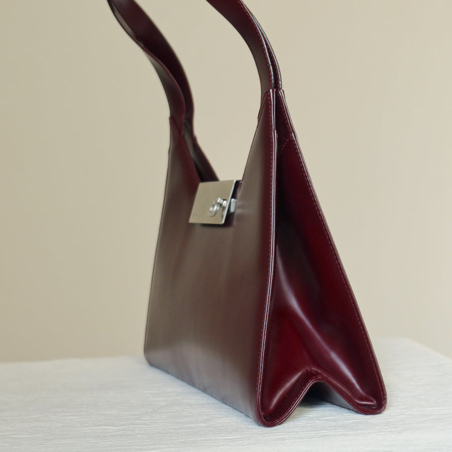 Salvatore Ferragamo Vintage Burgundy Leather Gancini Flap Shoulder Bag