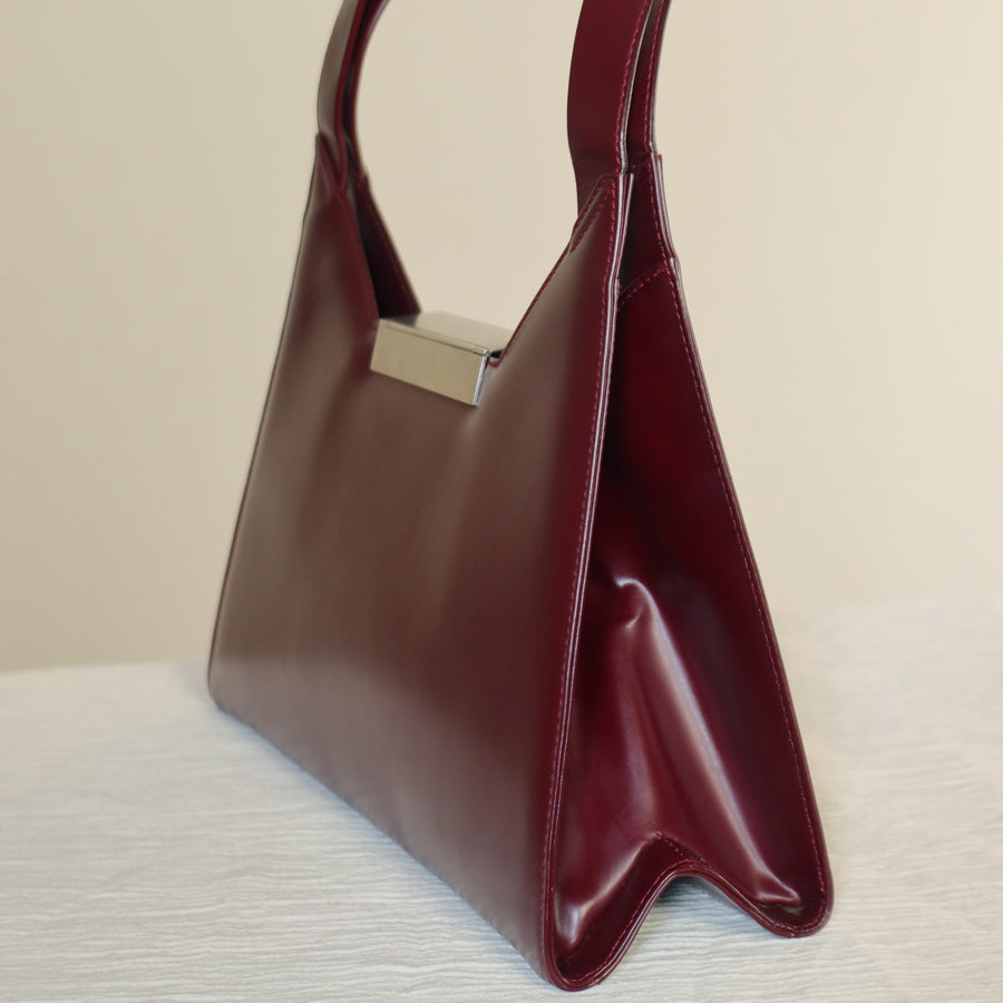 Salvatore Ferragamo Vintage Burgundy Leather Gancini Flap Shoulder Bag