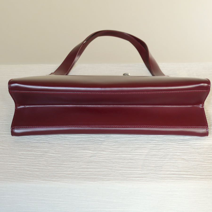 Salvatore Ferragamo Vintage Burgundy Leather Gancini Flap Shoulder Bag
