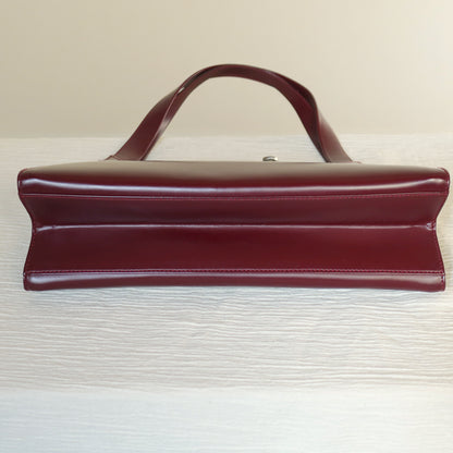 Salvatore Ferragamo Vintage Burgundy Leather Gancini Flap Shoulder Bag