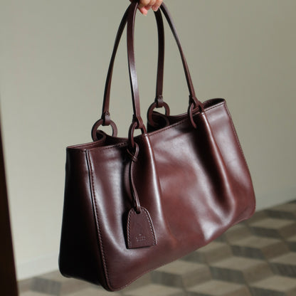 Gucci Vintage Dark Brown Leather Daily Tote Shoulder Bag