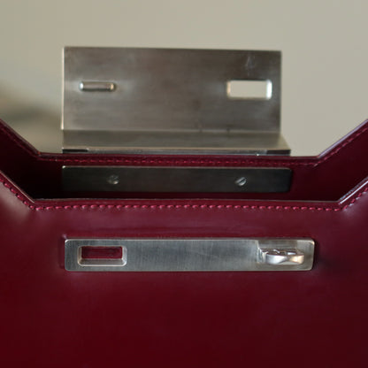 Salvatore Ferragamo Vintage Burgundy Leather Gancini Flap Shoulder Bag
